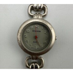 3/$30 Rumours Watch Women Silver Tone Red Seconds Hand Mesh Buckle Band